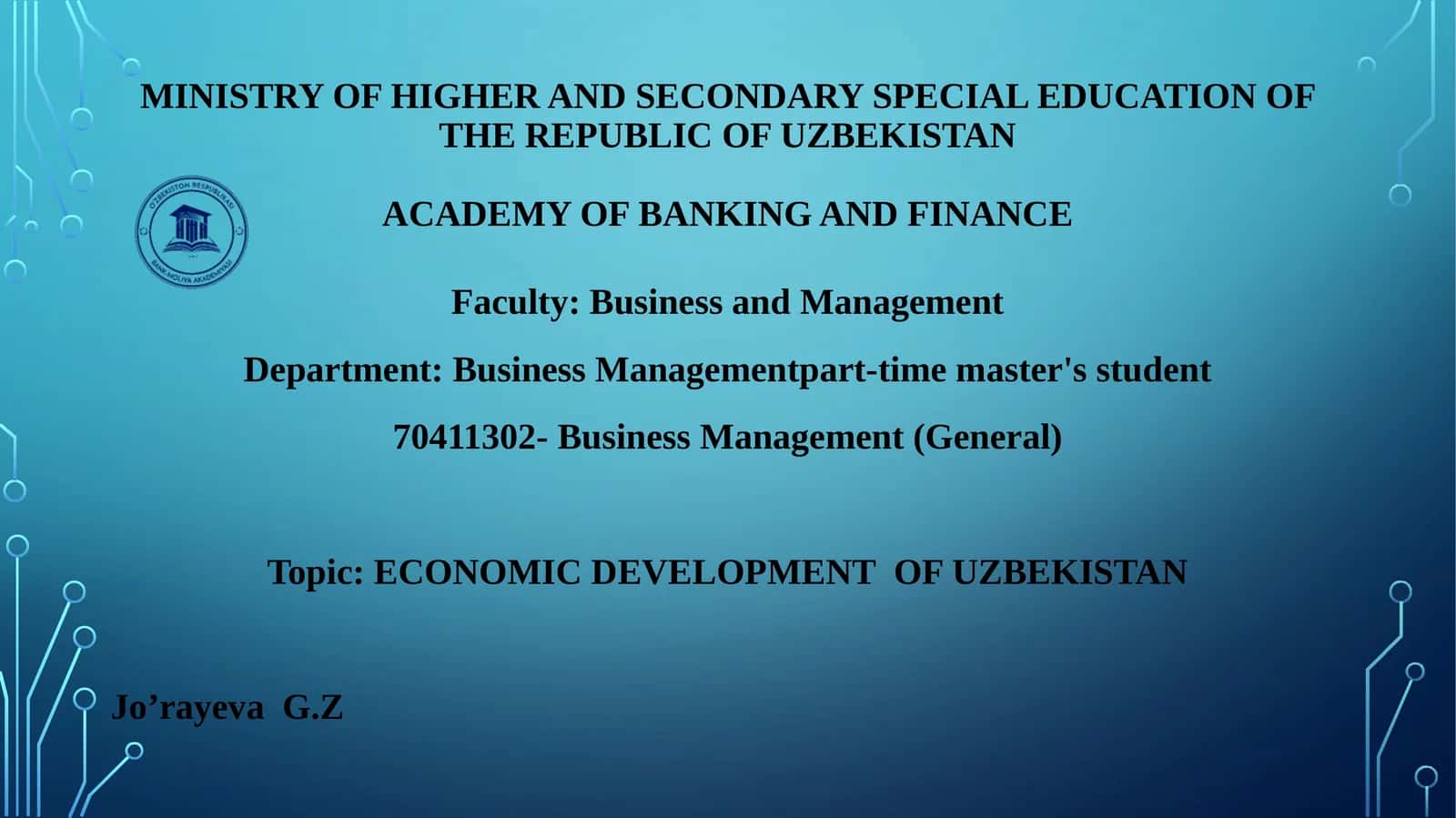 ECONOMIC DEVELOPMENT OF UZBEKISTAN 1