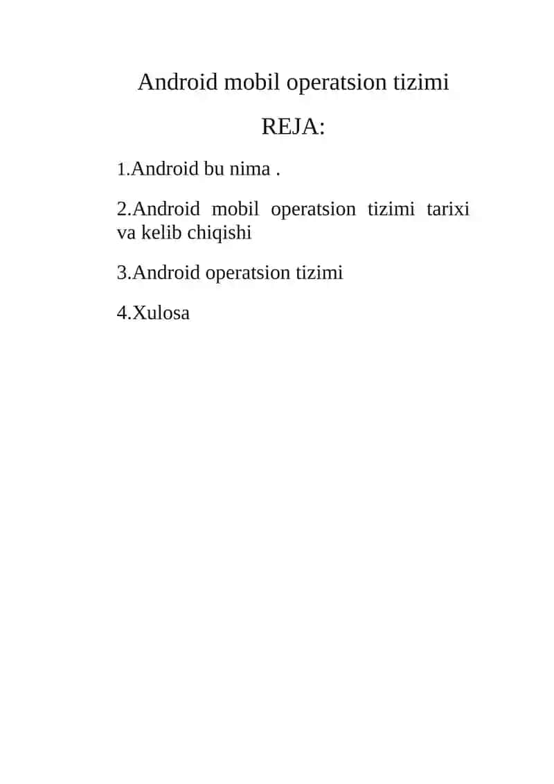 Android mobil operatsion tizimi