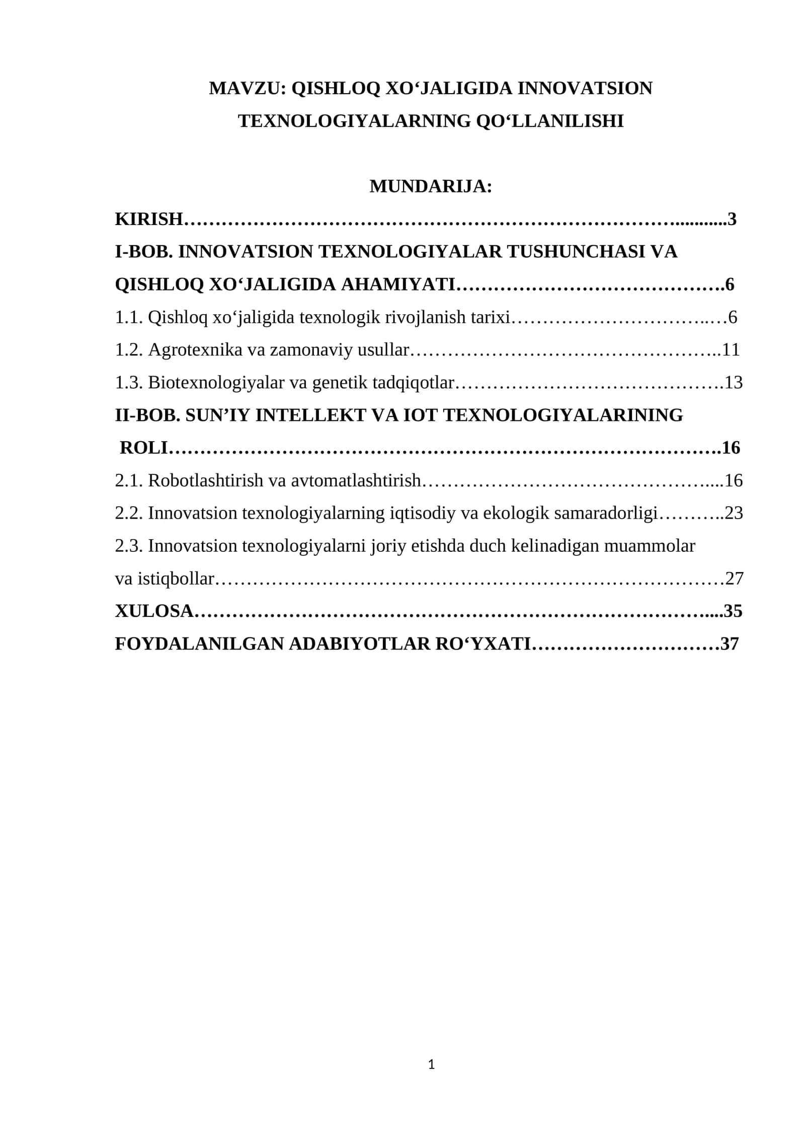 QISHLOQ XO‘JALIGIDA INNOVATSION TEXNOLOGIYALARNING QO'LLANILISHI 1