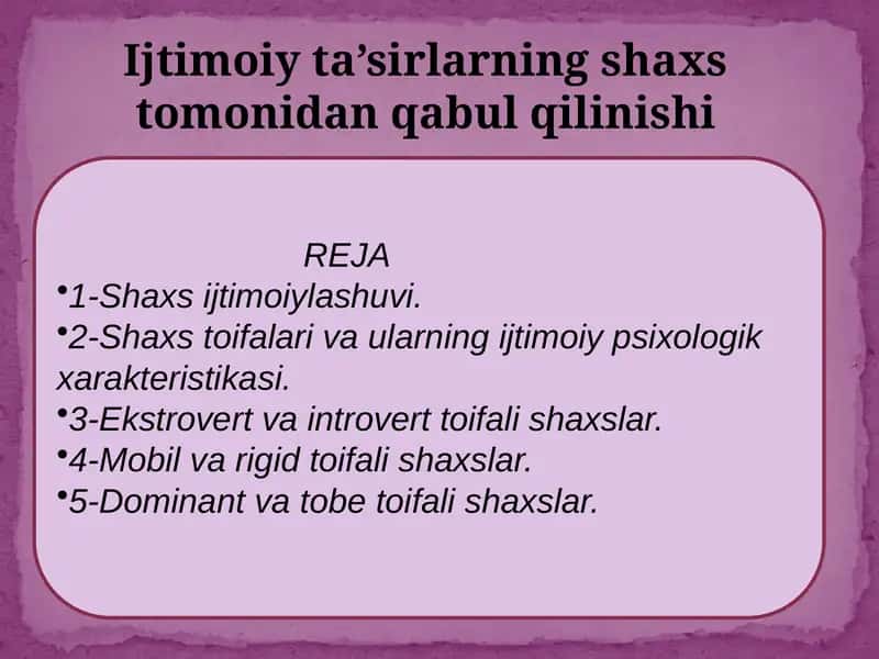 Shaxsiy taraqqiyot 1