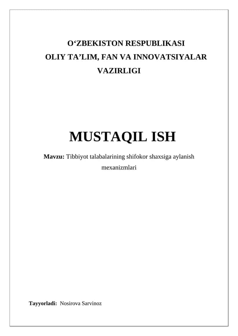 Tibbiyot talabalarining shifokor shaxsiga aylanish mexanizmlari 1