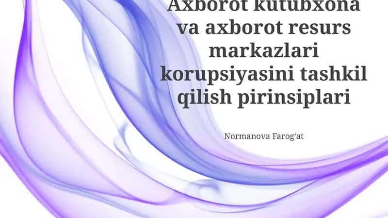 Axborot kutubxona va axborot resurs markazlari korupsiyasini tashkil qilish pirinsiplari 1