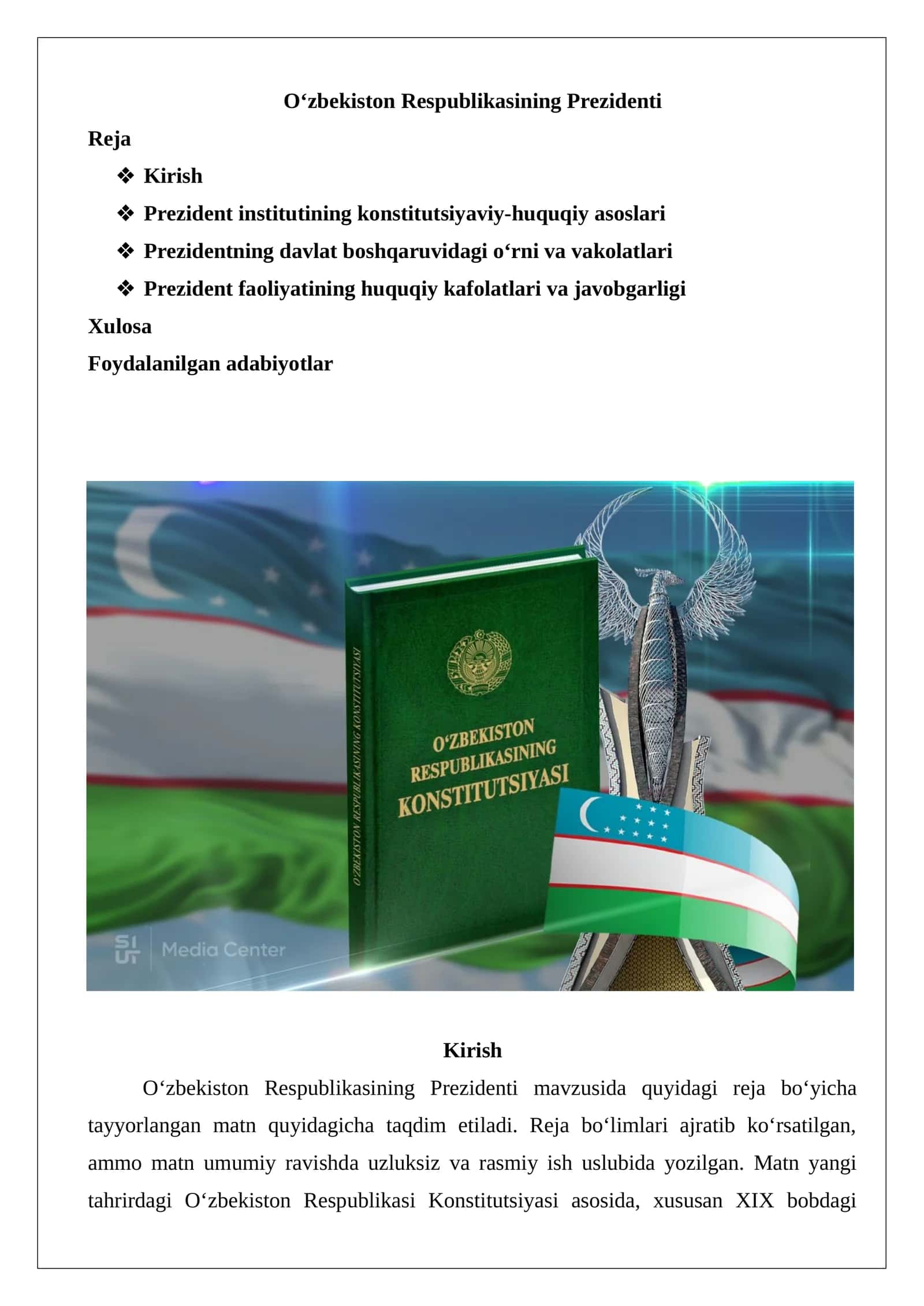 O‘zbekiston Respublikasining Prezidenti 1