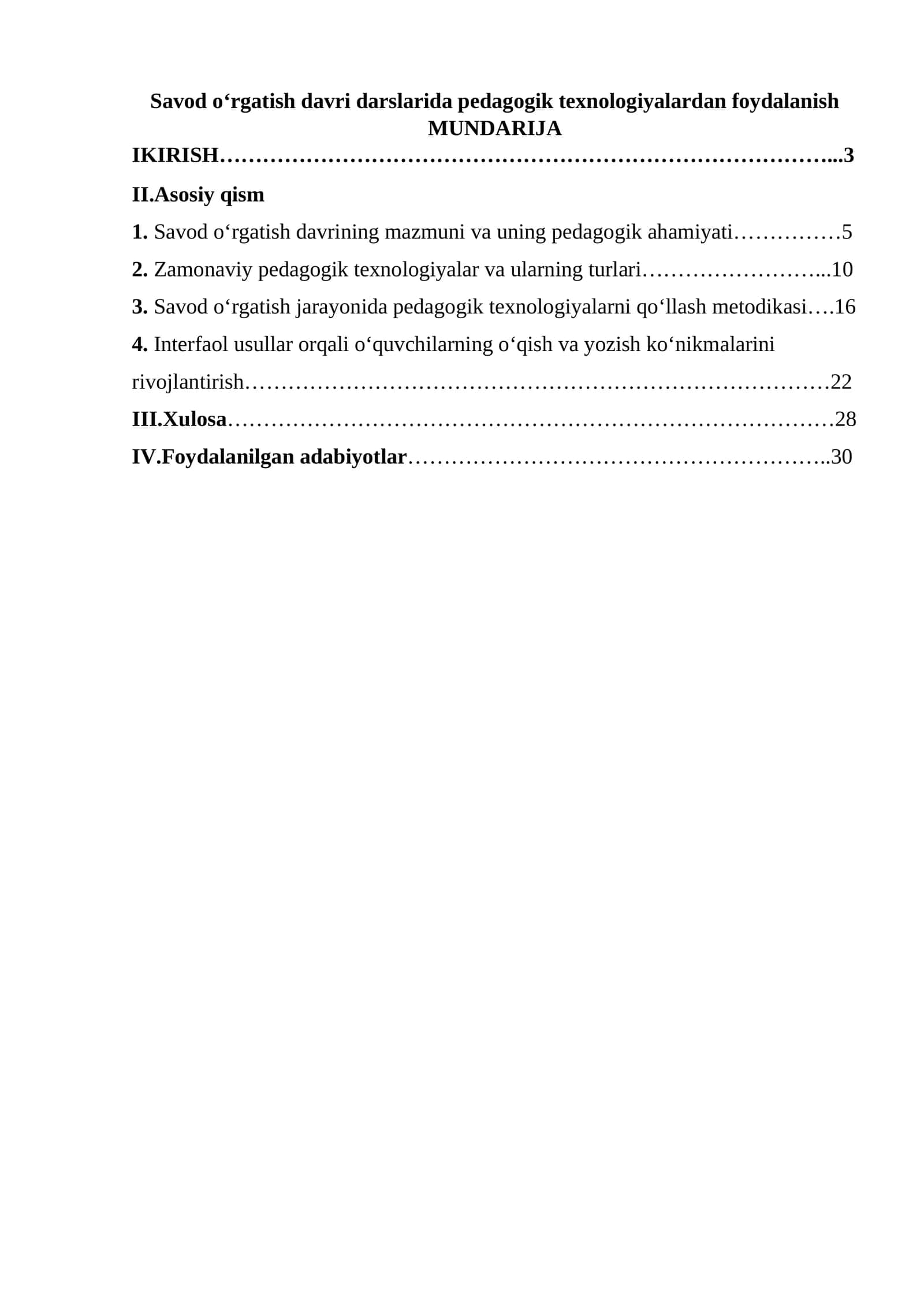 Savod o‘rgatish davri darslarida pedagogik texnologiyalardan foydalanish 1
