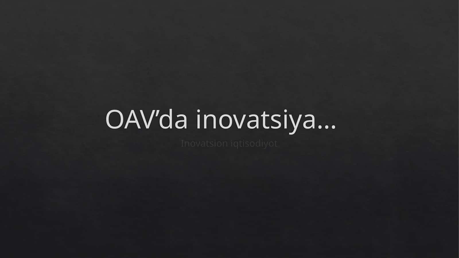 Inovatsion iqtisodiyot 1