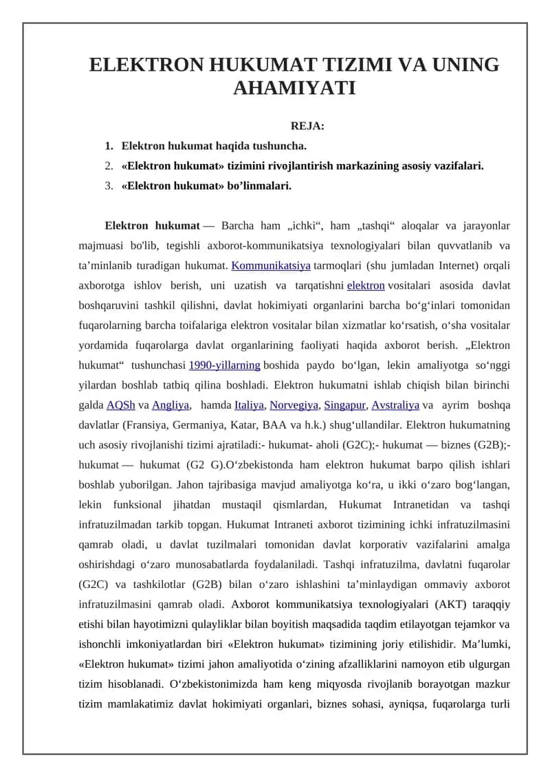 Elektron Hukumat Tizimi va uning ahamiyati 1