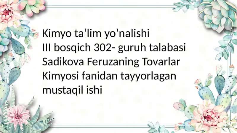 Maishiy kimyo tovarlarining TIFTNasosida tasniflanishi 1