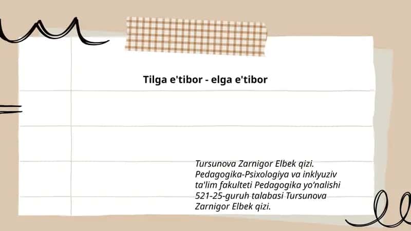 Pedagogika-Psixologiya va inklyuziv ta'lim fakulteti Pedagogika yoʻnalishi 521-25-guruh talabasi 1