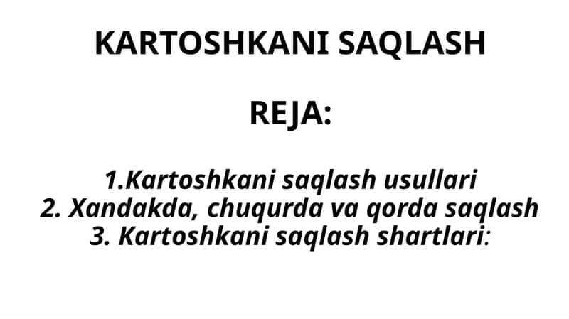 KARTOSHKANI SAQLASH 1
