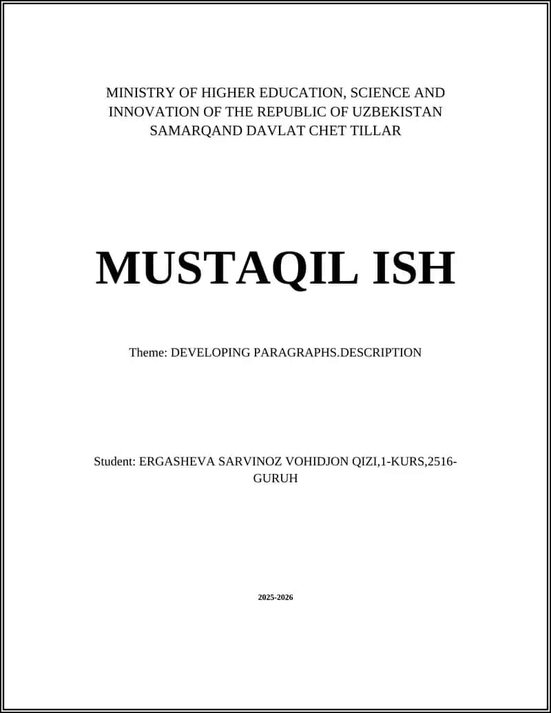 MUSTAQIL ISH 1