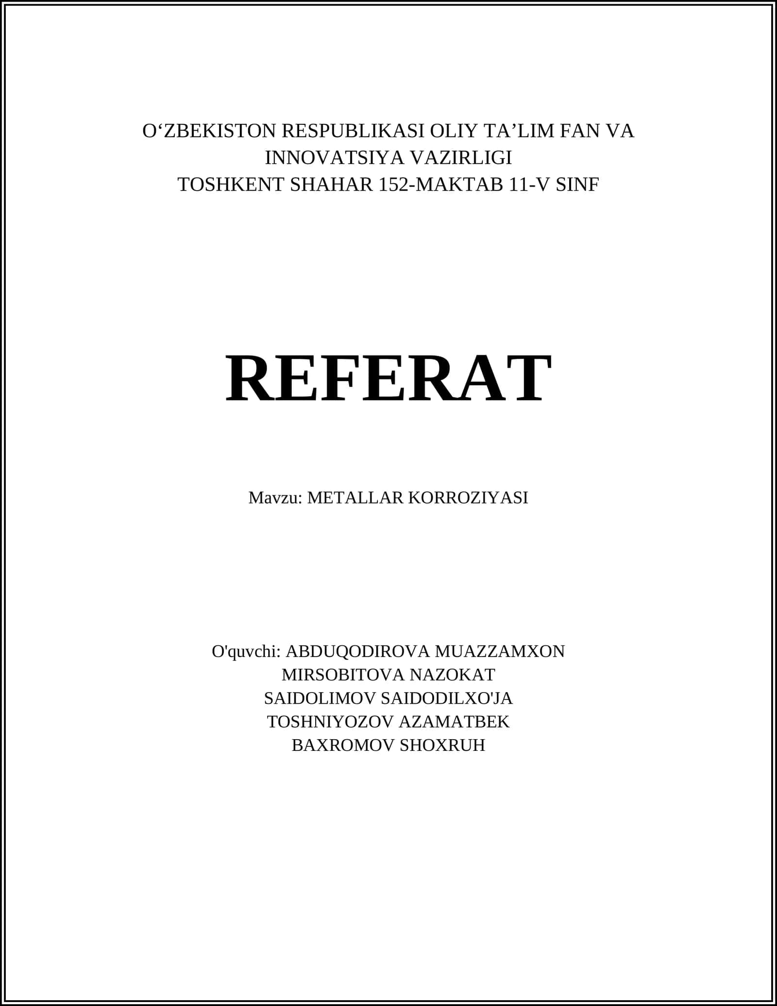 METALLAR KORROZIYASI 1