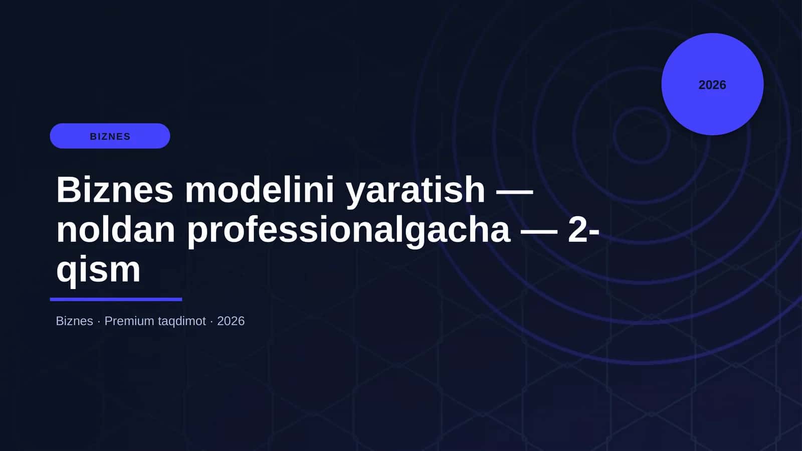 Biznes modelini yaratish — noldan professionalgacha — 2-qism 1