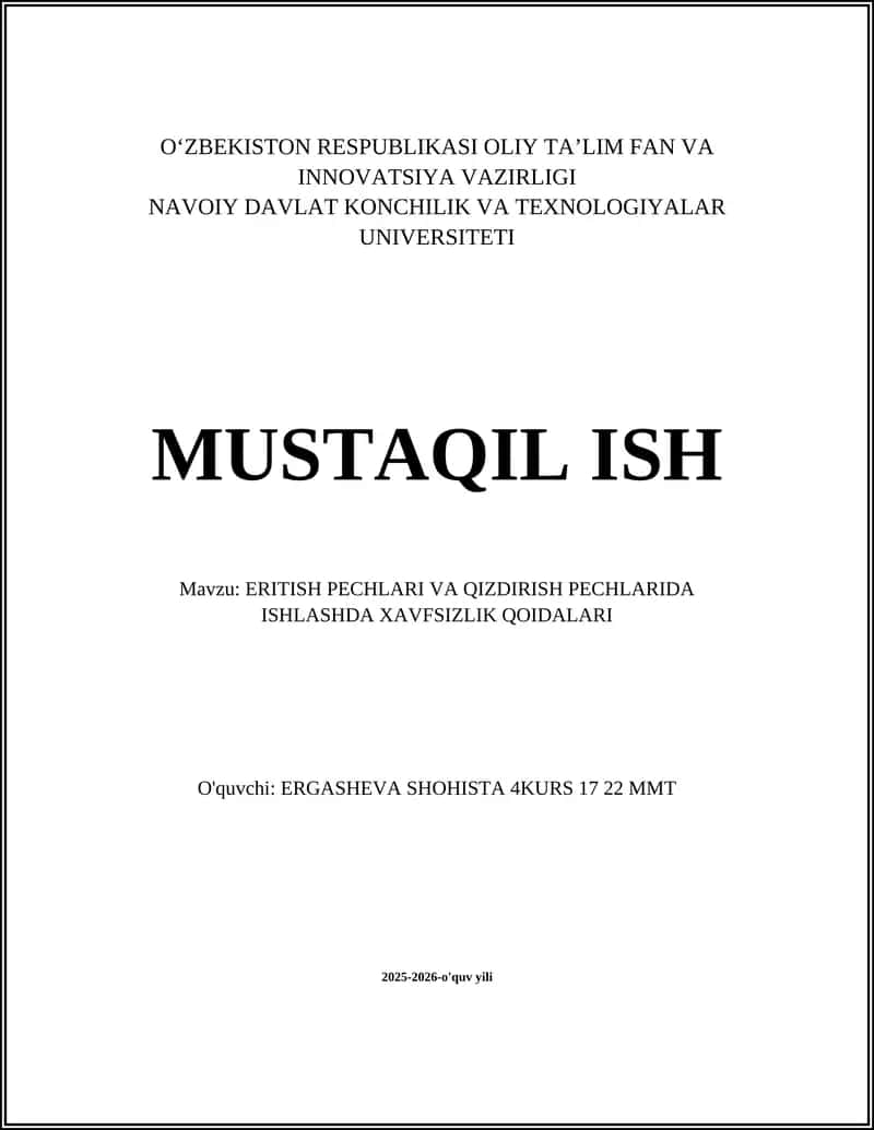Eritish va qizdirish pechlarida ishlashda xavfsizlik qoidalari 1