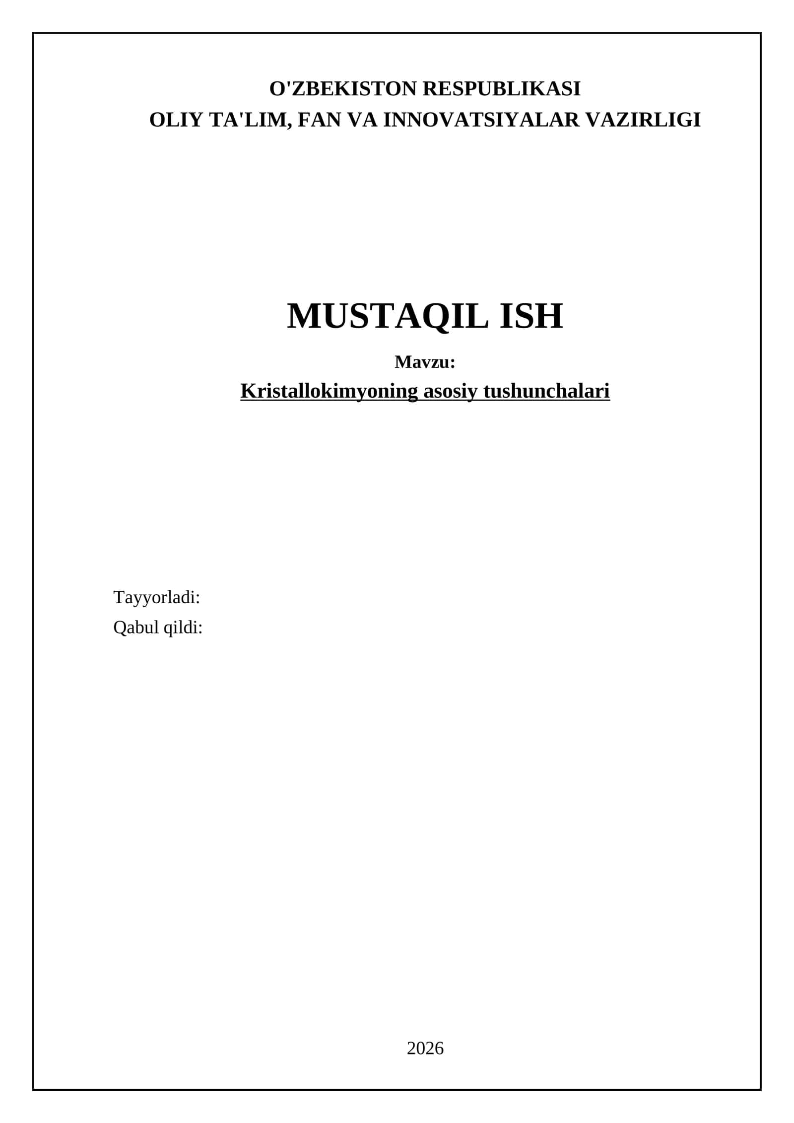 Kristallokimyoning asosiy tushunchalari 1