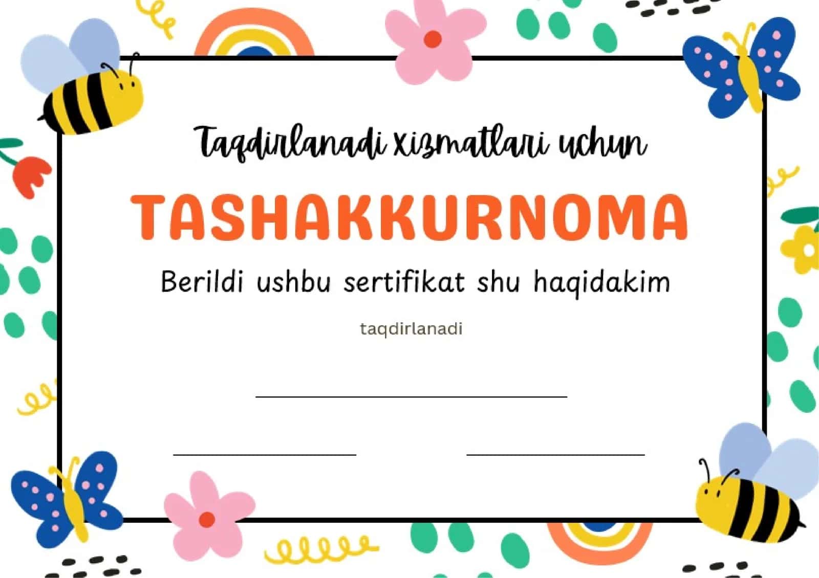 TASHAKKURNOMA 1
