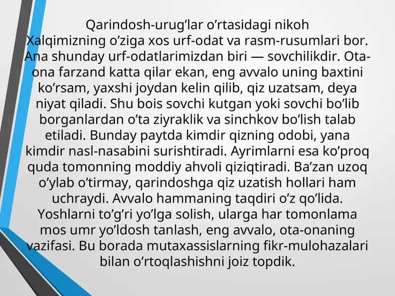 Sovchilik urf-odatlari 1