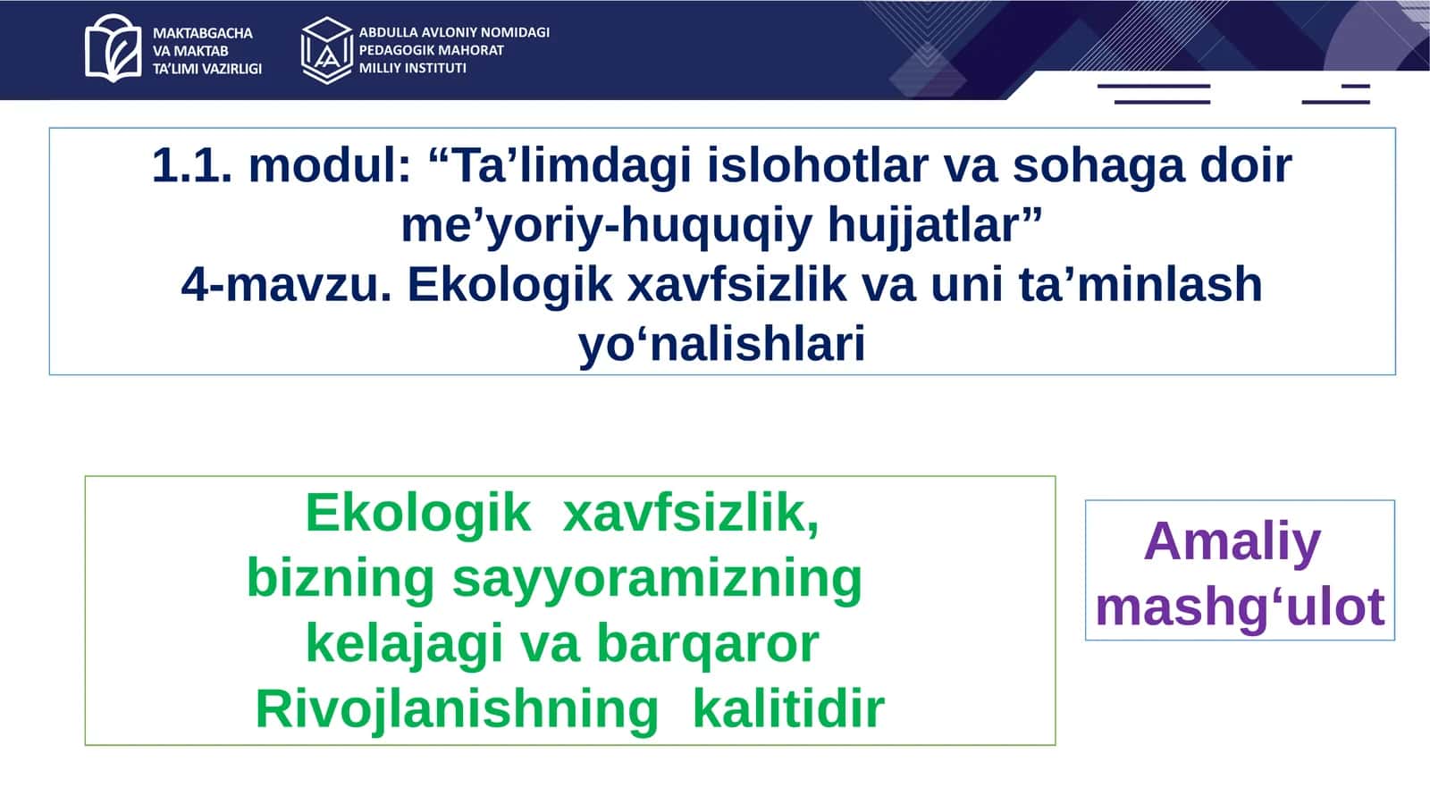 Ekologik xavfsizlik va uni ta'minlash yo‘nalishlari 1
