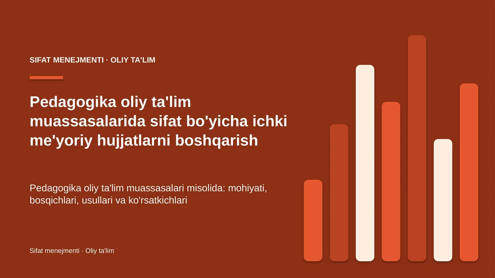 pedagogika oliy ta'lim muassasalarida sifat bo'yicha ichki me'yoriy hujjatlarni boshqarish 6787 1