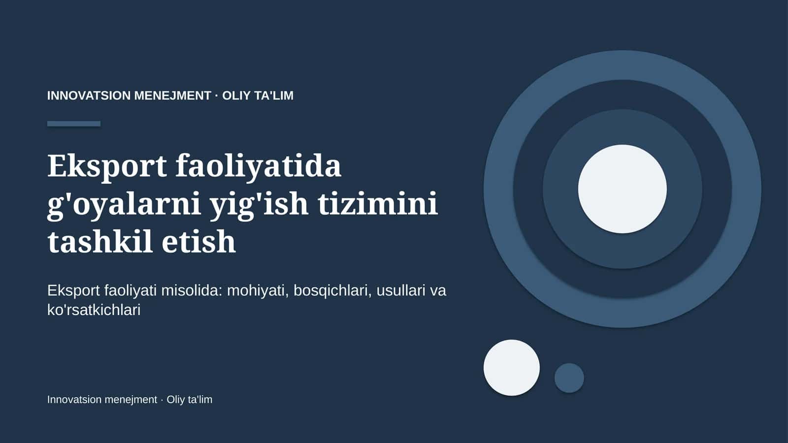 eksport faoliyatida g'oyalarni yig'ish tizimini tashkil etish 1268 1