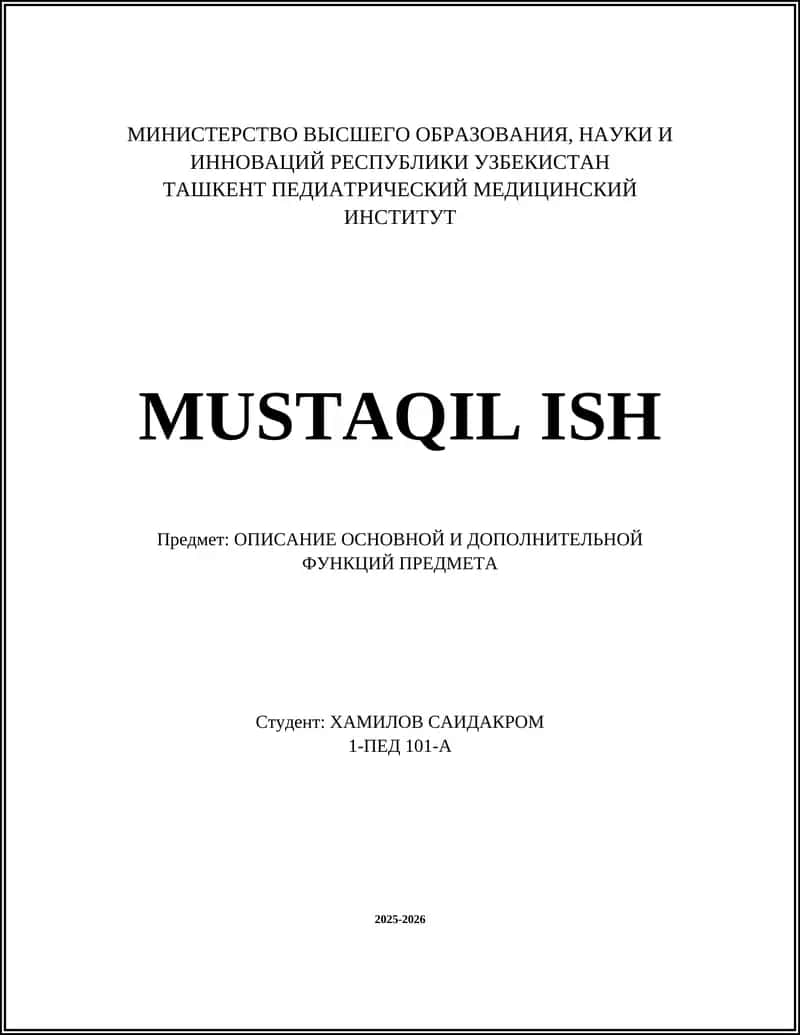 MUSTAQIL ISH 1