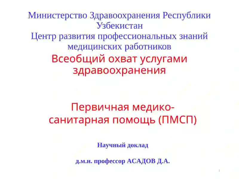 Первичная медико-санитарная помощь (ПМСП) 1
