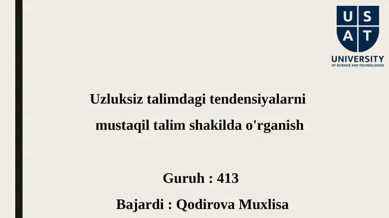 Uzluksiz talimda gitendensiyalar 1