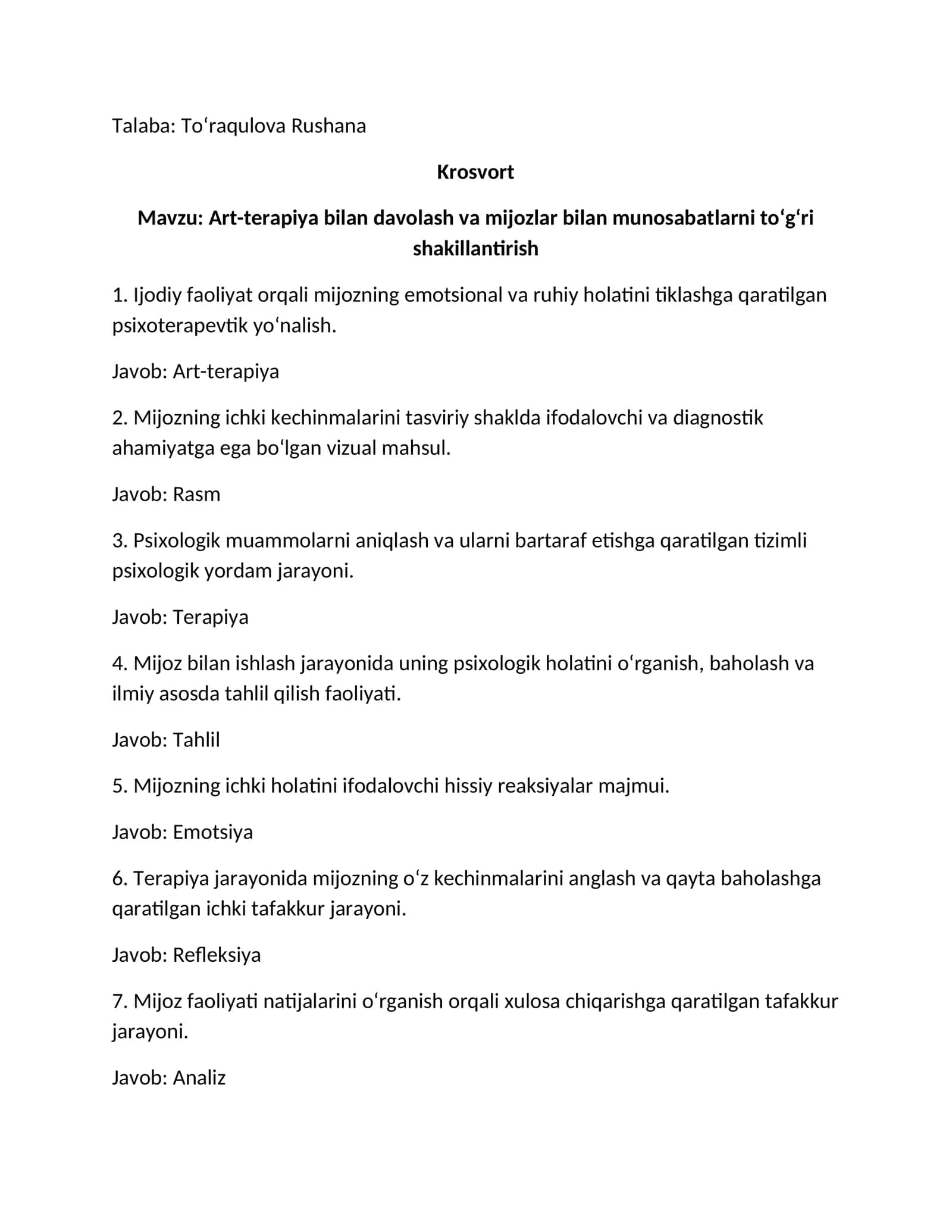 Art-terapiya bilan davolash va mijozlar bilan munosabatlarni toʻgʻri shakillantirish 1
