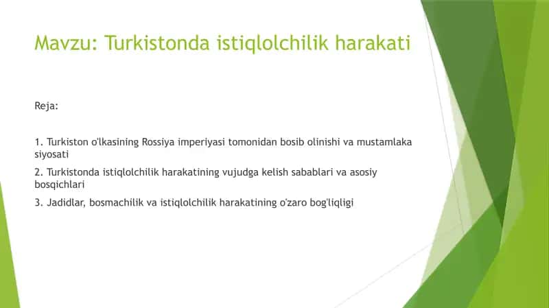 Turkistonda istiqlolchilik harakati 1
