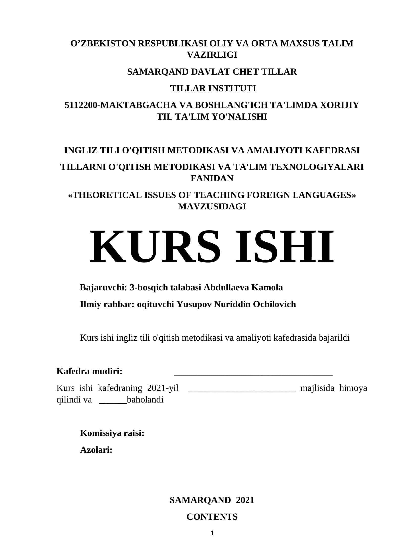 THEORETICAL ISSUES OF TEACHING FOREIGN LANGUAGES 1