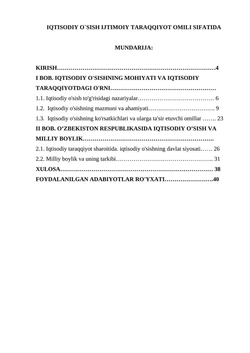 IQTISODIY O`SISH IJTIMOIY TARAQQIYOT OMILI SIFATIDA 1