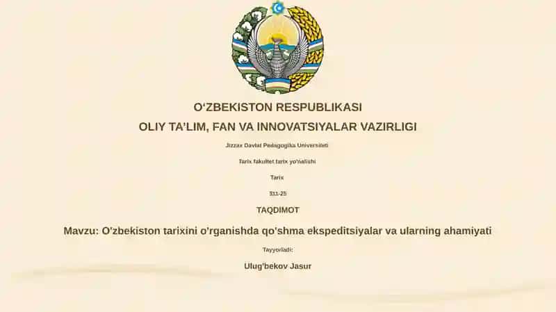 O'zbekiston tarixini o'rganishda qo'shma ekspeditsiyalar va ularning ahamiyati 1