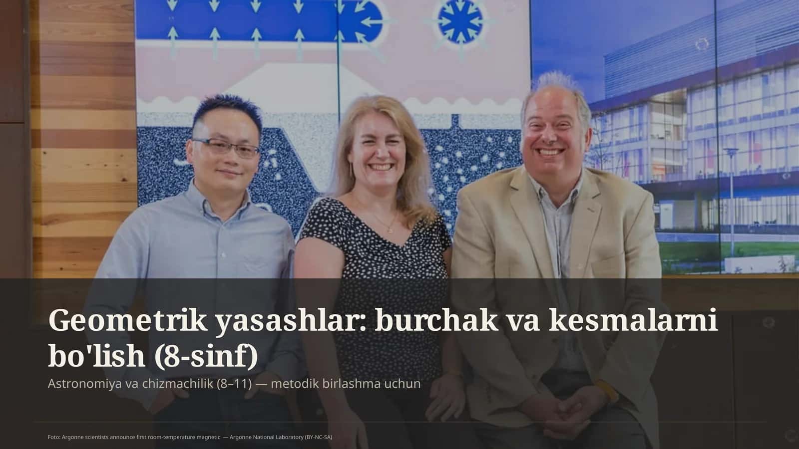 Geometrik yasashlar: burchak va kesmalarni bo'lish (8-sinf) 1