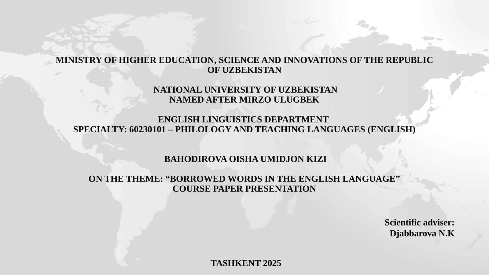Borrowed words in the English language 1