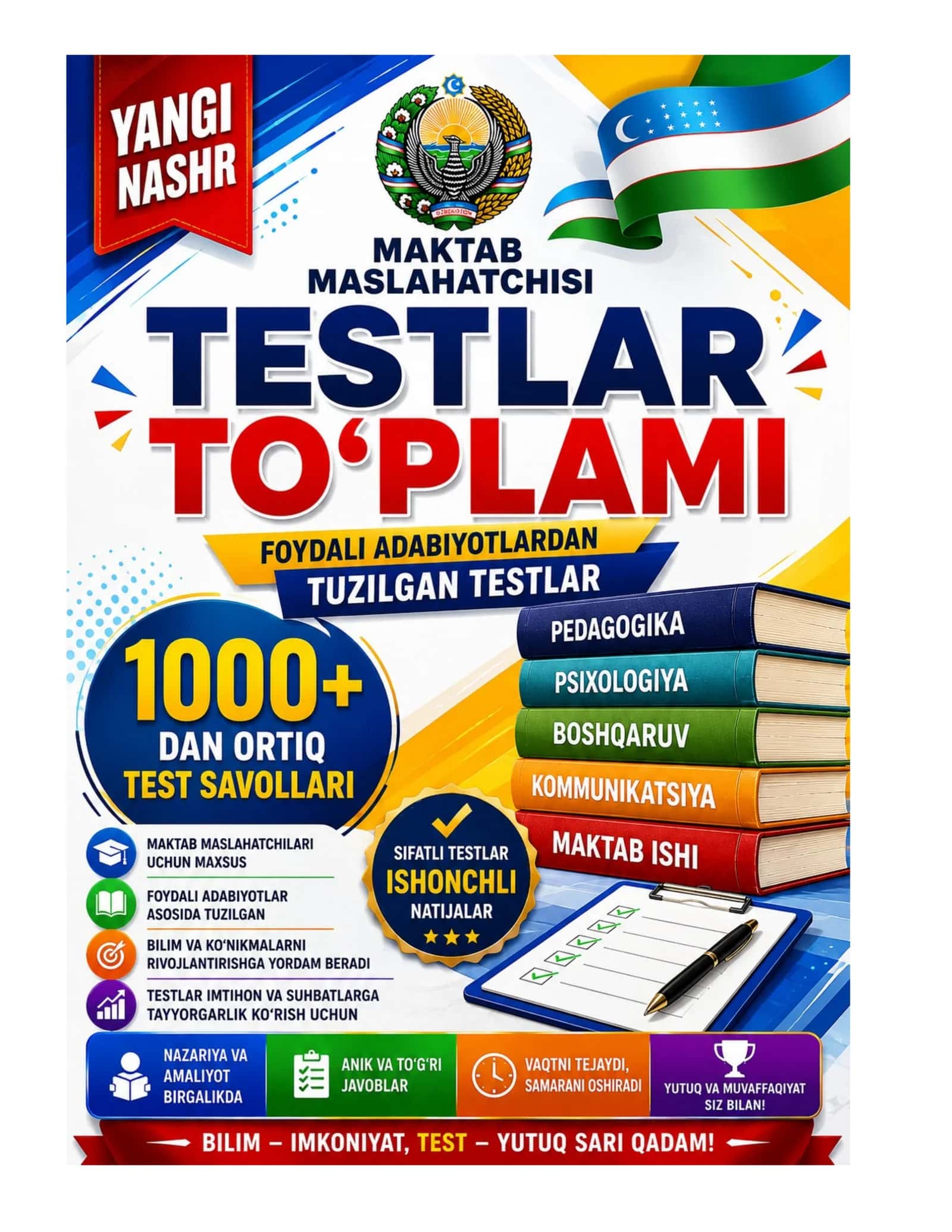 Maktab maslaxatchisi 1000 ta testlar to'plami 1