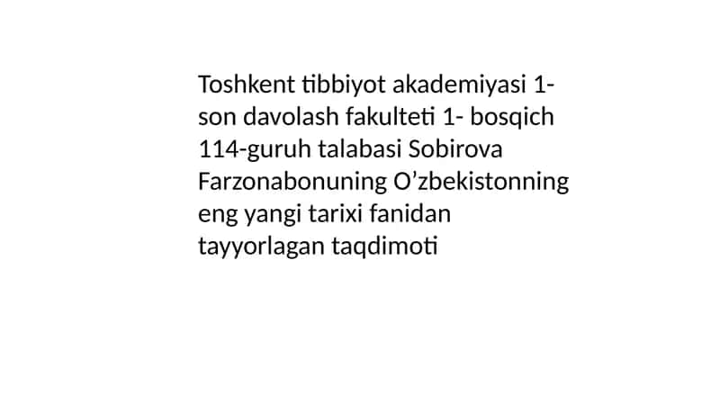 O’zbekistonning eng yangi tarixi 1