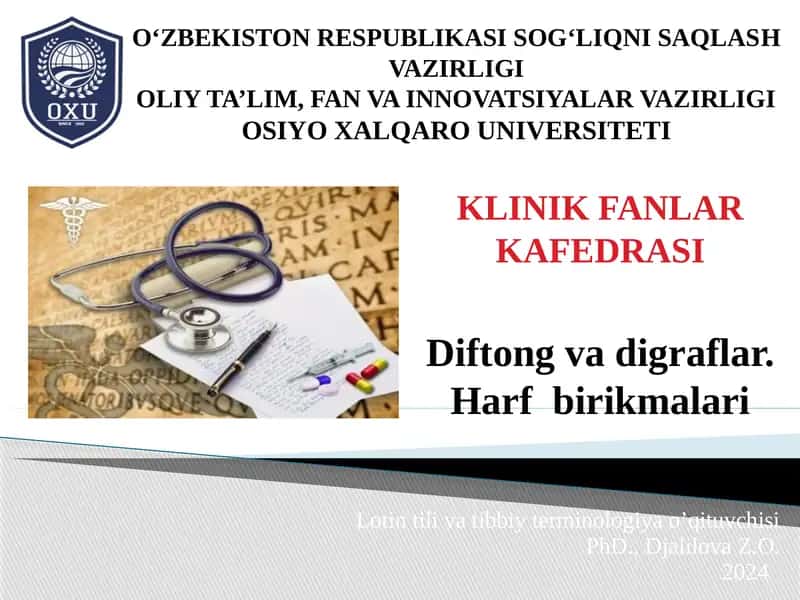 Lotin tilivati tibbiy terminologiya o'qituvchisi 1
