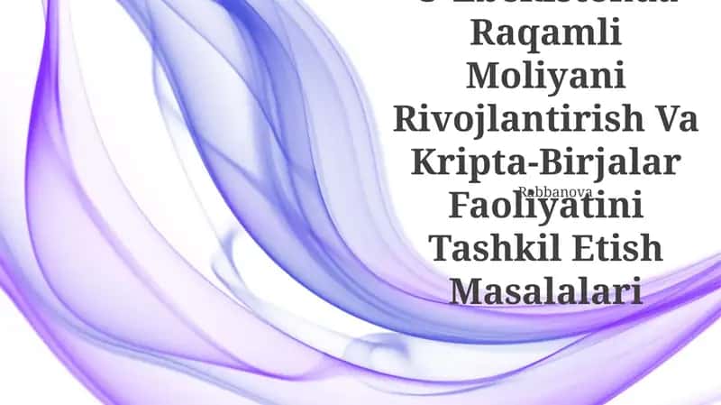O'Zbekistonda Raqamli Moliyani Rivojlantirish Va Kripta-Birjalar Faoliyatini Tashkil Etish Masalalari 1