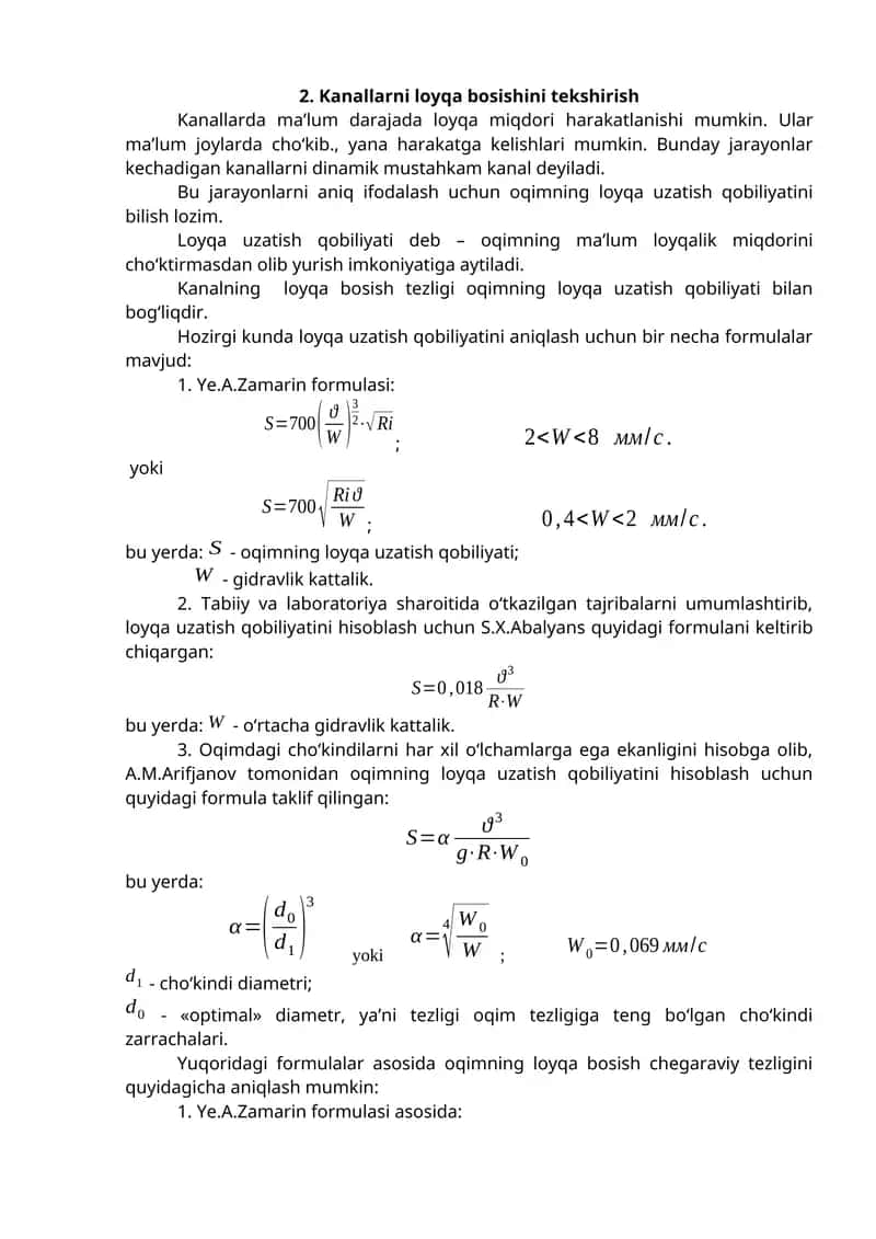 Kanallarni loyqa bosishini tekshirish 1
