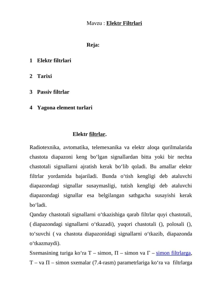 Elektr Filtrlari 1