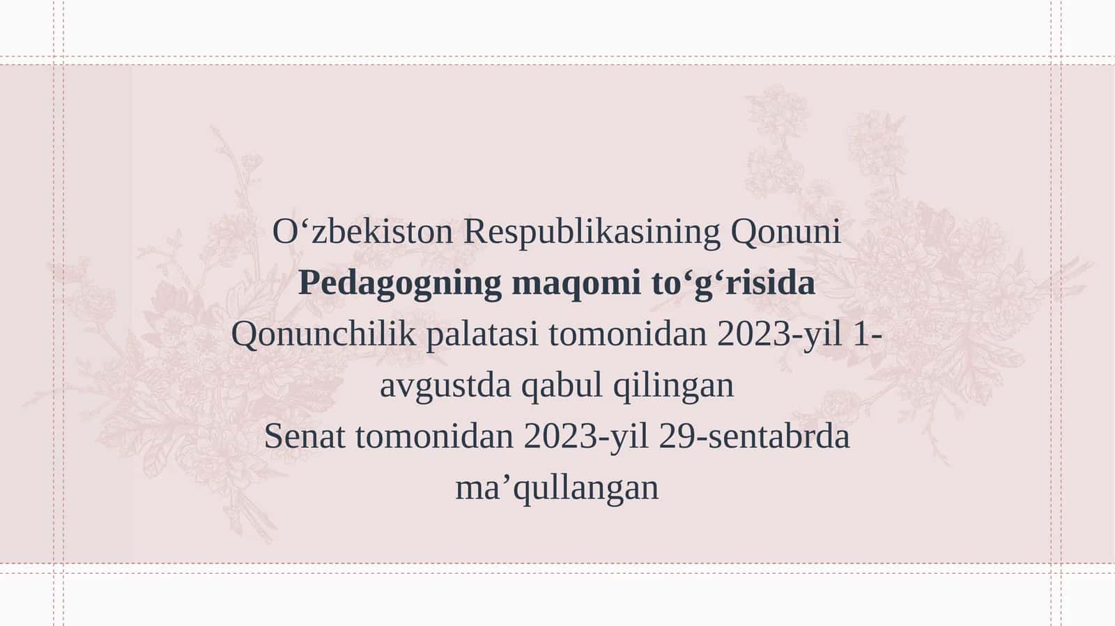 Pedagogning maqomi to'g'risida qonunchilik 1