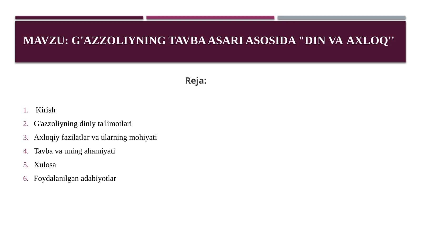 G'azzoliyning tavba asari asosida din va axloq 1
