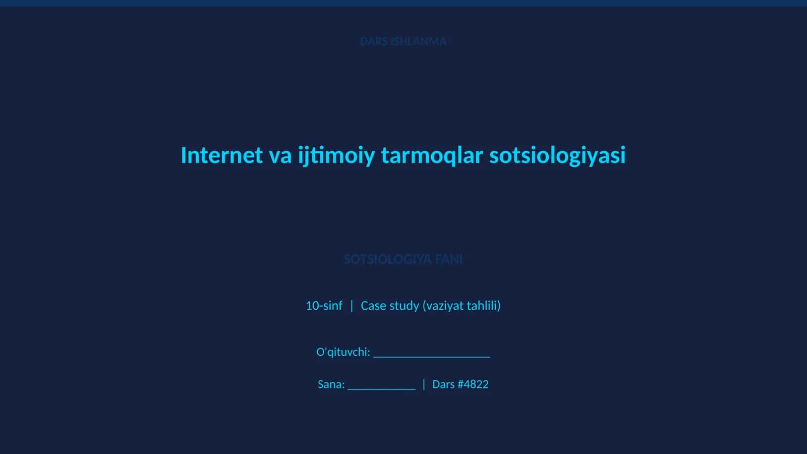 Internet va ijtimoiy tarmoqlar sotsiologiyasi DARS ISHLANMA 1