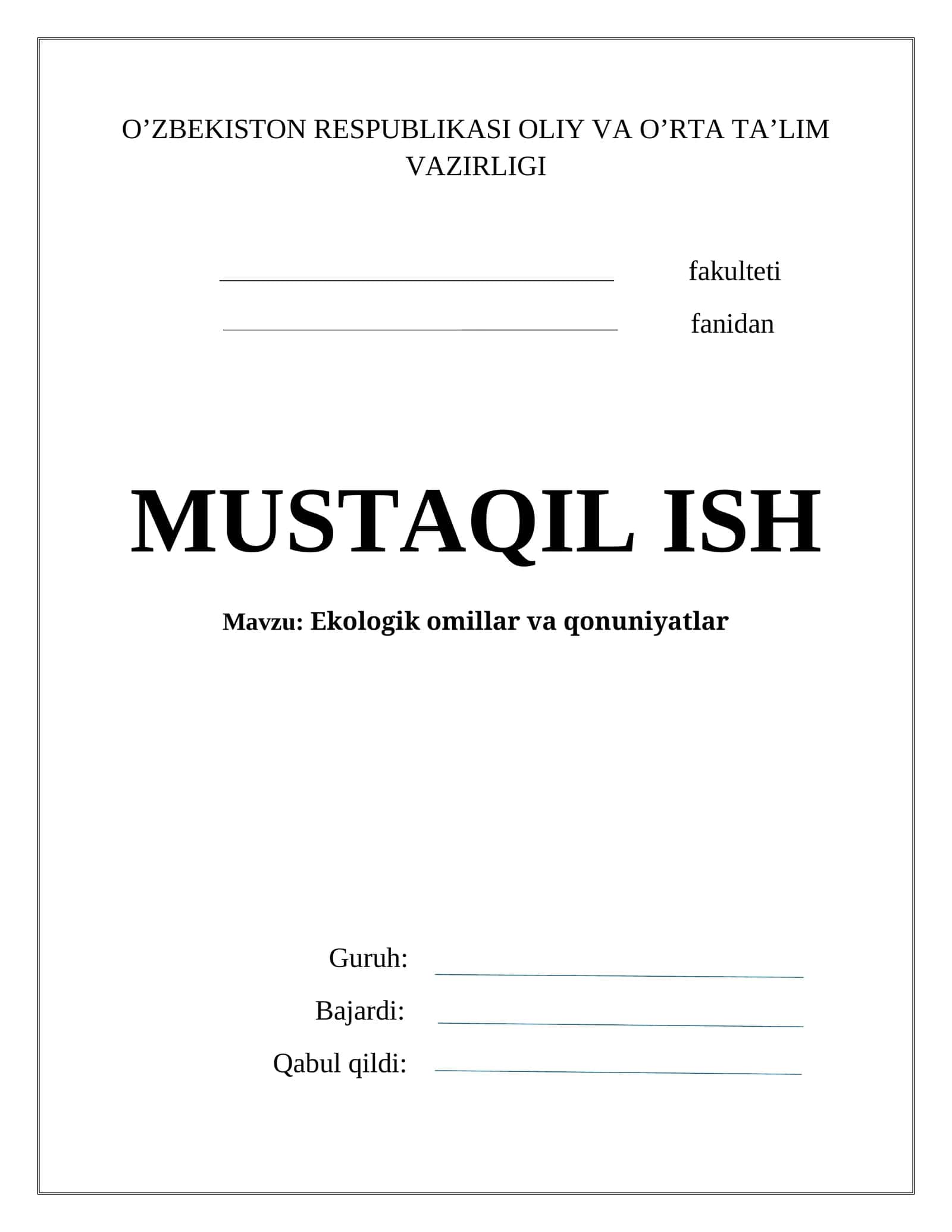 Ekologik omillar va qonuniyatlar 1