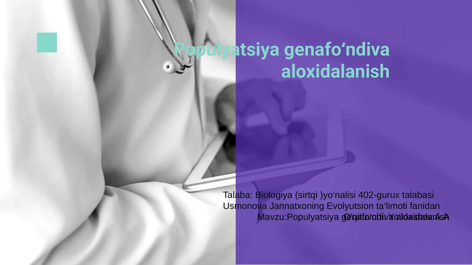 Populyatsiya genafo‘ndiva aloxidalanish 1