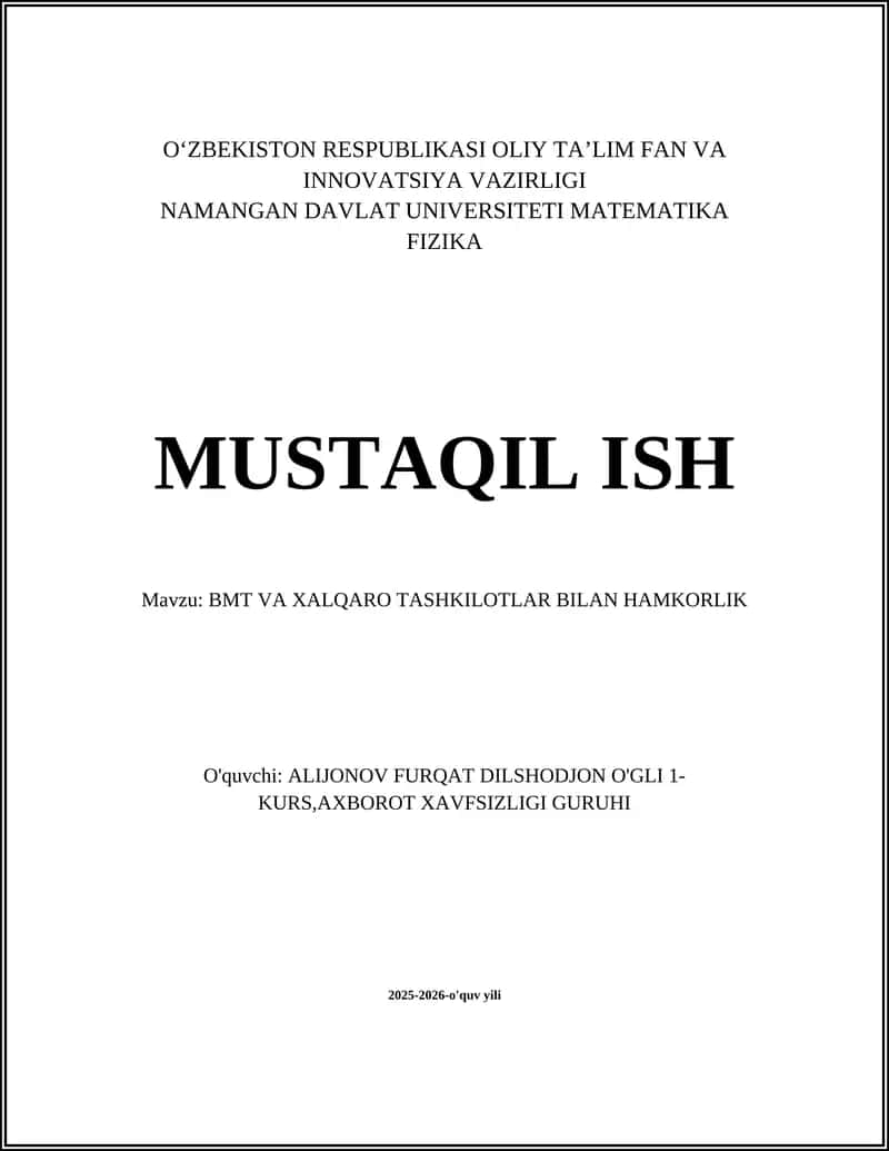 BMT VA XALQARO TASHKILOTLAR BILAN HAMKORLIK 1