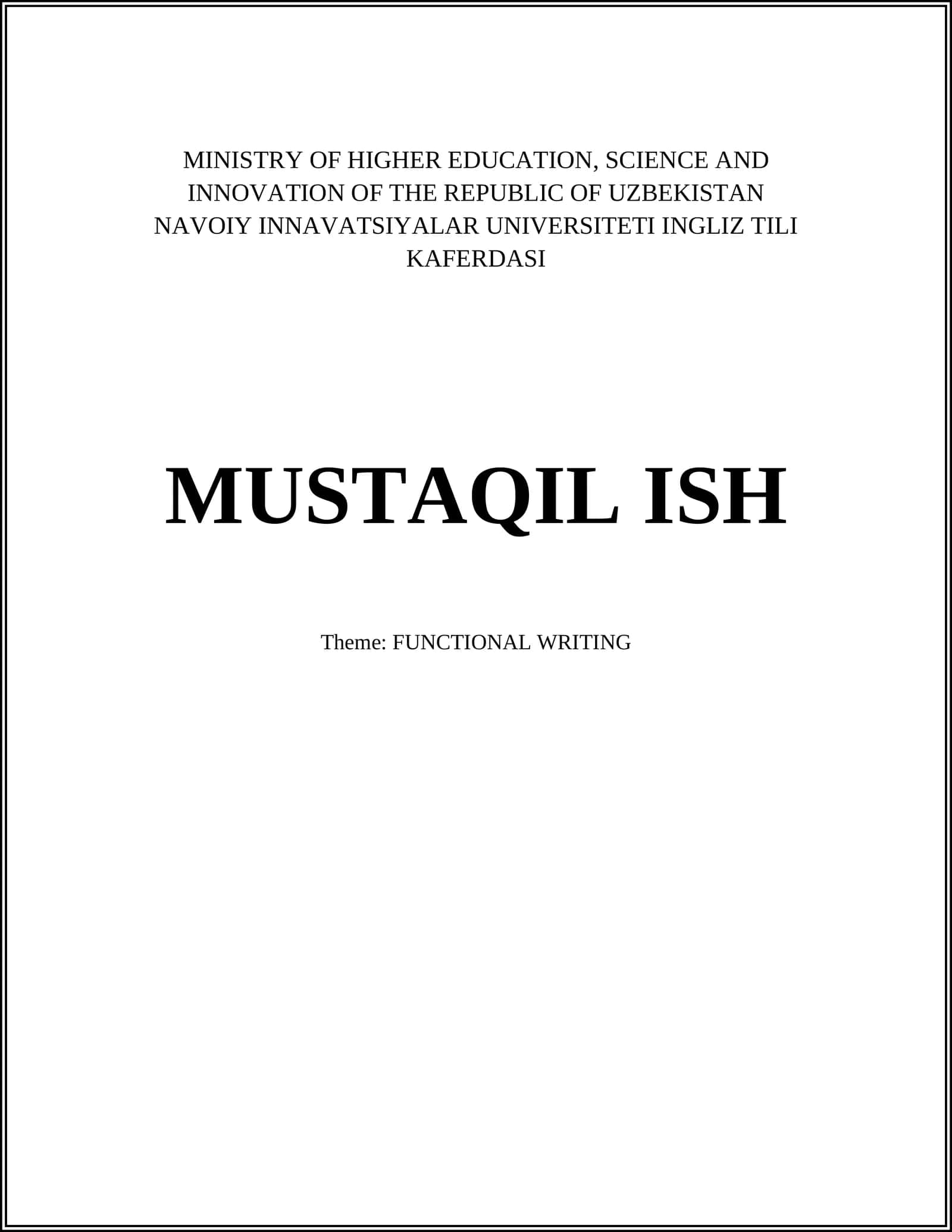 FUNCTIONAL WRITING 1
