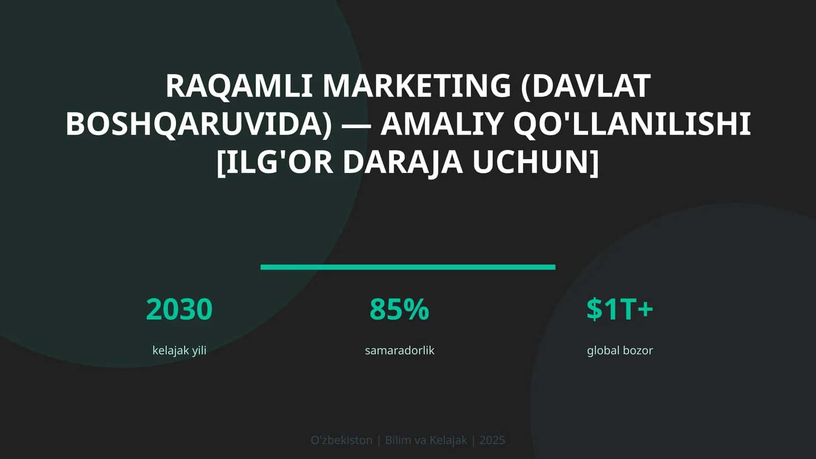 Raqamli marketing (davlat boshqaruvida) — amaliy qo'llanilishi [ilg'or daraja uchun] 1