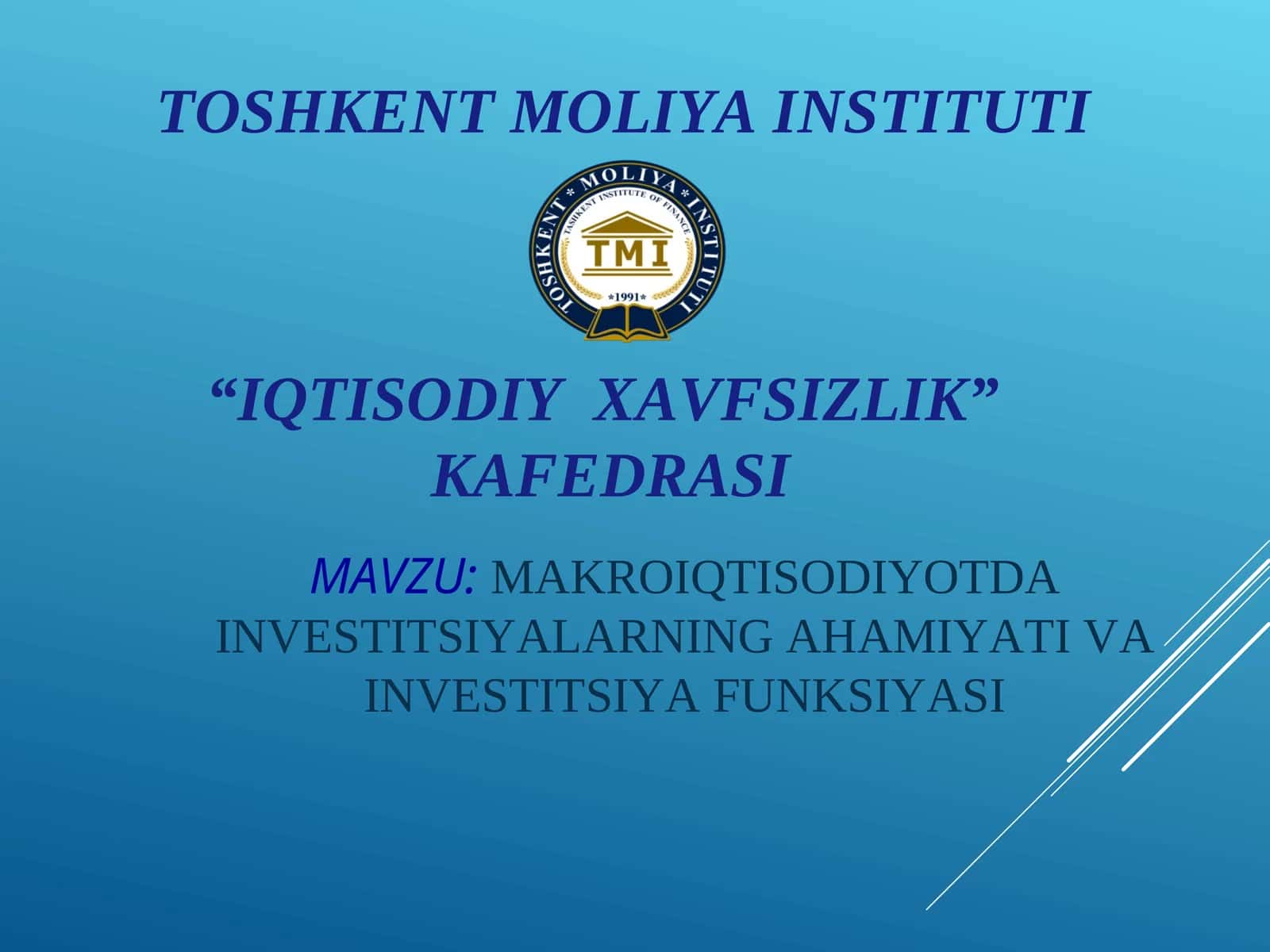 MAKROIQTISODIYOTDA INVESTITSIYALARNING AHAMIYATI VA INVESTITSIYA FUNKSIYASI 1