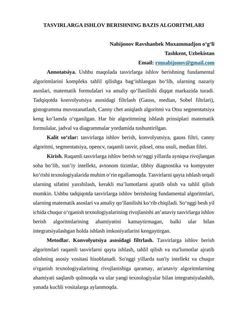 Tasvirlarga ishlov berishning bazis algoritmlari 1