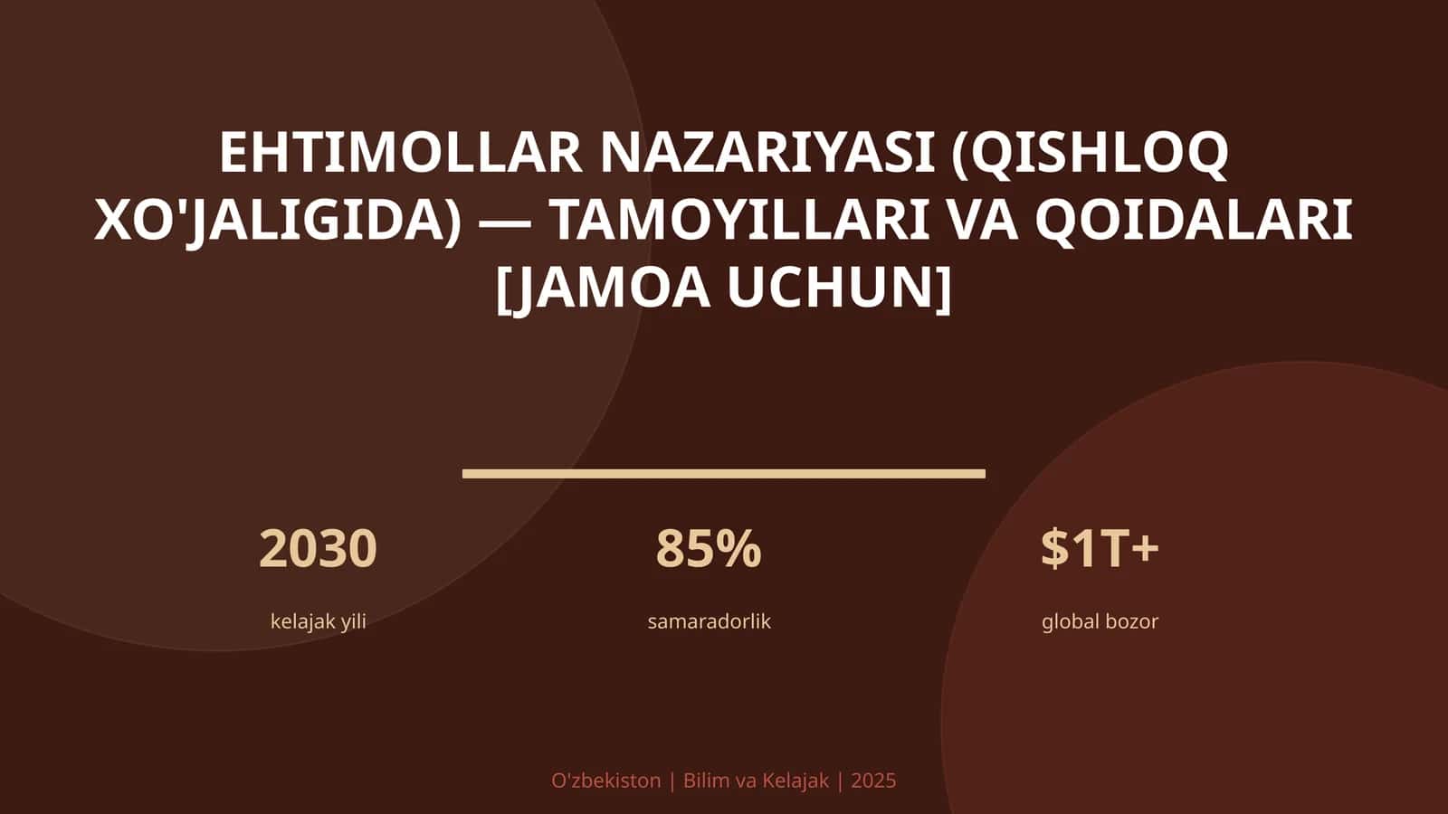 Ehtimollar nazariyasi (qishloq xo'jaligida) — tamoyillari va qoidalari [jamoa uchun] 1